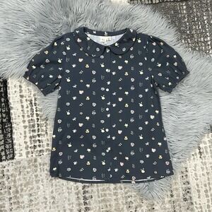 Beet World Girls Navy/Gray Floral Betsy Top Size 11-12Y NWT